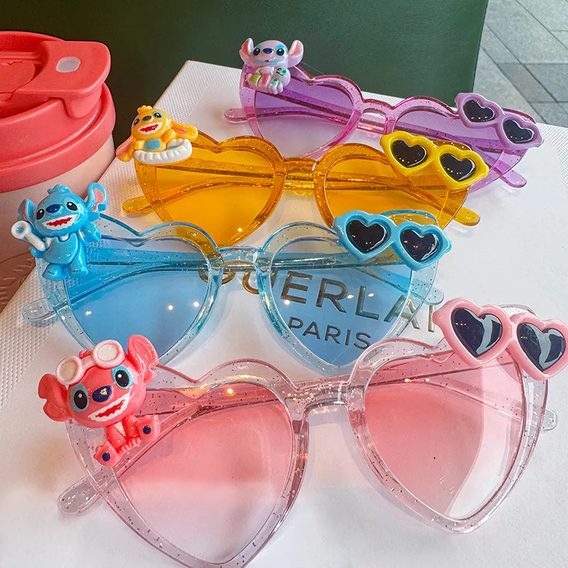 Sweet Heart-Shaped Cartoon Sunglasses for Girls & Kids – New Summer Beach Sun Glasses, Cute Photo Prop Eyewear for Birthday Parties & Travel, UV Protection Fun Glasses